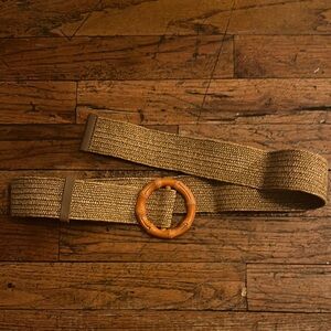 Woven Tan Belt with Bamboo Buckle
